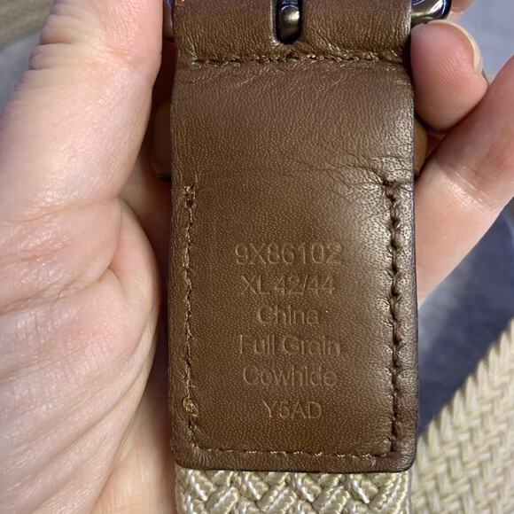 Classic Beige Mens Belt Stretch Elastic With Leather Stitched Ends Size XL 42/44 - Picture 3 of 5